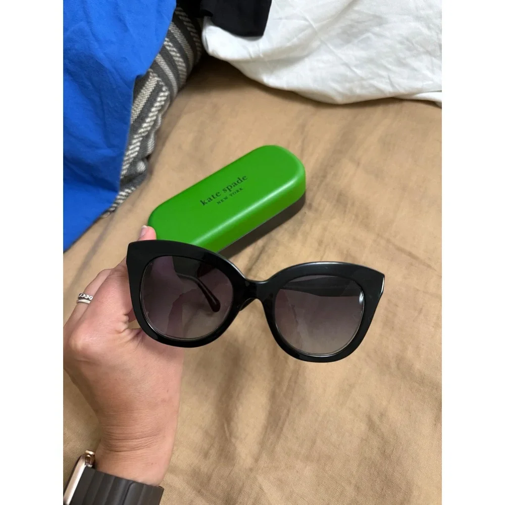 Kate Spade Belah/S Black Cat Eye Sunglasses Gold Glitter Detail